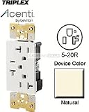 Leviton AC320-A Acenti NEMA 5-20R Triplex Receptacle, Natural