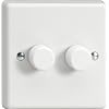 Varilight - 2 Gang 1 or 2 Way 2x400 Watt Push on/Push off Standard Dimmer Switch Classic White Plastic - HQ83W