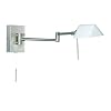 Trio Halogen Gelenkarm Wandleuchte mit Schnurschalter Nickel matt Glas opal Ausleuchtung 48 cm