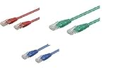 #1: BIGtec 3 x 7,5m CAT.6 Ethernet LAN Patchkabel Gigabit Netzwerkkabel Patch Kabel rot / grün / blau (RJ45, Cat6, Twisted Pair UTP, 1000 Mbit/s) 2 x RJ45 Stecker ideal für Switch , DSL Verbindungen , Patchfelder , Patchpanel , Router , Modem , Access Point und andere Geräte mit RJ45 Anschluß ,CAT Kabel KAT Kabel CAT.6