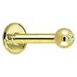 14 Gauge Solid 14KT Yellow Gold 1.5mm Genuine Peridot Internally Threaded Labret - 5/16" 3mm