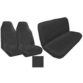 A Set of 2 Universal Fit High Back Encore Pattern Front Bucket Seat Cover and One Universal Fit Encore Rear / Bench Seat Cover - Charcoal