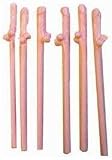Hen Night Pink Adult Willy Shaped Straws (Pack Of 6)