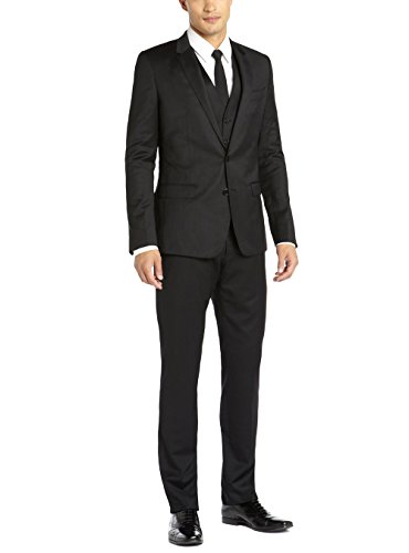 Gino Valentino Men's Two Button Jacket 3 Piece Flat Front Pants Vested Suit
