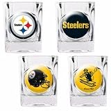 NFL Pittsburgh Steelers Four Piece Square Shot Glass Set (Individual Logos)