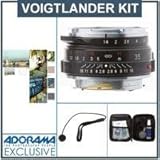 Voigtlander Nokton 35mm f/1.4 Wide Angle Leica M Mount Lens - Black - Bundle - with Tiffen 43mm Filter Kit, Lens Cap Leash, Professional Lens Cleaning Kit