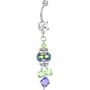 Handcrafted Genuine Swarovski Captivating Carnival Dichroic Glass Belly Ring
