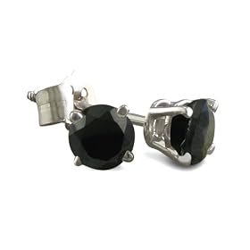 1/3ct Black Diamond Stud Earrings 14k White Gold