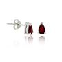 Genuine Garnet Stone Sterling Silver .925 Prong Teardrop Small Stud Earrings Valentine's Day