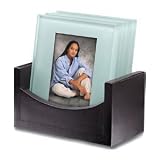Cherished Accents Glass Photo Coasters, with Storage Rack