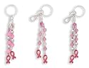 PINK RIBBON BREAST CANCER BEADED KEY CHAIN Purse Charm