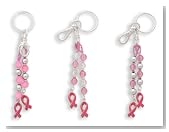 PINK RIBBON BREAST CANCER BEADED KEY CHAIN Purse Charm