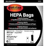 Replacement Riccar Supralite Type F HEPA Synthetic Vacuum Cleaner Bags - Simplicity Freedom - 6 Pack - Generic