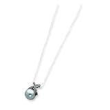 Sterling Silver Marcasite and Synthetic Gray Pearl Necklace with 18 inch Sterling Silver chain