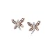 14K Two Tone Gold 0.04 ct. Diamond and 1/2 ct. Pink Sapphire Dragonfly Earrings