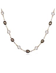 Rose Gold Brown Potato Pearl Strain Necklace-36"