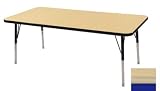 30" x 48" Rectangular Adjustable Activity Table in Maple Edge Banding: Maple, Leg Color: Blue, Leg Style: Toddler Leg Standard Nylon Glides
