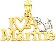 14K Two Tone Gold I Love a Marine Charm