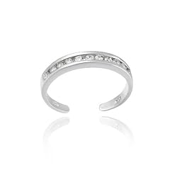 Sterling Silver Toe Ring with Channel Set Simulated Diamond CZ