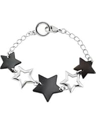 Amalfi™ Black Immersion Plated Stainless Steel Bracelet with Stars & Immerse Plating 07.50 Inch Fb68