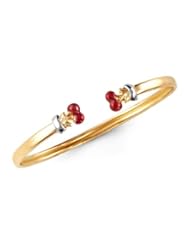 14k Yellow Gold Red Cherries Baby Child Bangle Bracelet