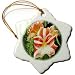 Candy Stripe - Photography Flowers - 3 Inch Snowflake Porcelain Ornament