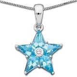 Blue Topaz and Diamond Gemstone Pendant
