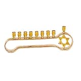 Alef Judaica M5101VB Gold and Silver Plated Star Long Menorah in Velvet Box