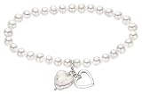6-7mm Cultured Freshwater Pearl Bracelet w/Cultured Freshwater Coin Pearl and Sterling Silver Heart Charm