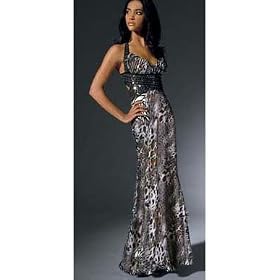 123NP LEOPARD SATIN EVENING PARTY PAGEANT PROM DRESS