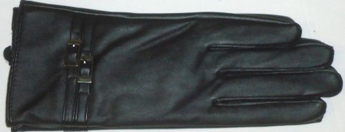 Mglv159 Genuine Black Leather Polyester Microfiber Lined Luxurious Looking Gloves for Women and Teens Size XLarge