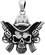 Skull Guns Cowboy Pewter Pendant Necklace