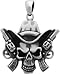 Skull Guns Cowboy Pewter Pendant Necklace