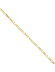 1.25mm, 14 Karat Yellow Gold, Flat Figaro Chain - 24 inch
