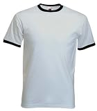 Fruit of the Loom Ringer T Shirt in White / black Size S