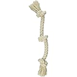 Flossy Chews 100-Percent Cotton White 3-Knot Rope Tug, Medium, 20-Inch