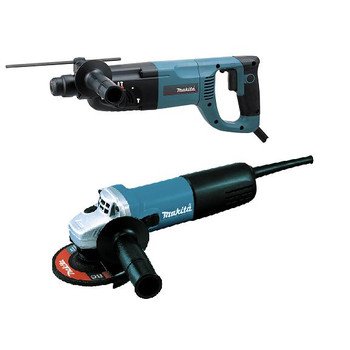 Factory-Reconditioned Makita HR2455X4-R 1-in SDS-plus Rotary Hammer and 4-1/2-in Grinder