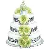 Large Lime Green Daisy Diaper Cake by Bloomers