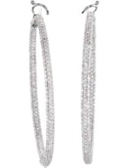 14K White Gold 3 7/8 ct. Diamond "In and Out" Hoop Earrings