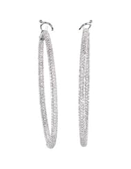 14K White Gold Diamond Inside Outside Hoop Earring