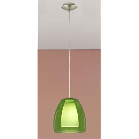 Eglo 87492A Fargo, Nickel green and Frosted Opal, 1-Light Pendant Light Fixture by Eglo