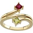 14K Yellow Gold Peridot and Rhodolite Garnet Ring