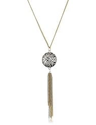 Lucky Brand Silver-Tone Openwork Tassel Necklace