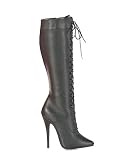 Fetish Black Leather Lace Up Knee Boot - 8