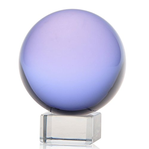 Purple Crystal Ball with Stand, MerryNine Magic Orb Sphere Bezircle Lilac Color 2" DIA in Gift Box