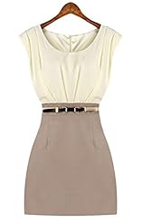 Polyester Belted Summer Sleeveless Empire   Waistline  Dress