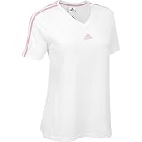 adidas Ladies 3-Stripes Short-Sleeve Stretch-Cotton Top 