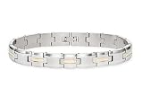 Mens Stainless Steel Bracelet with Gold Inlay