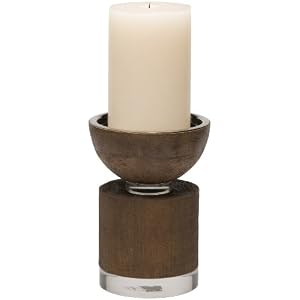 Global Views Scratched Pillar Holder, Brown, Small