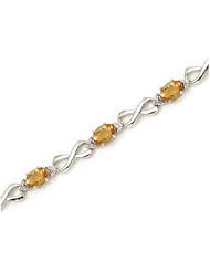 10K White Gold Oval Citrine and Diamond Bracelet by Jewelry Mountain